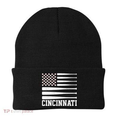 Cincinnati Baseball Bat American Flag Beanie