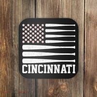 Cincinnati Baseball Bat American Flag Coaster thumb 0