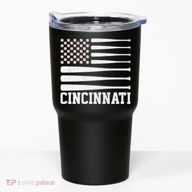 Cincinnati Baseball Bat American Flag Tumbler
