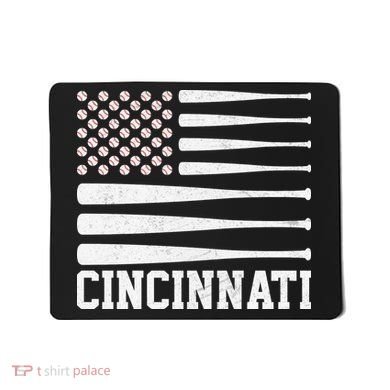 Cincinnati Baseball Bat American Flag Mousepad