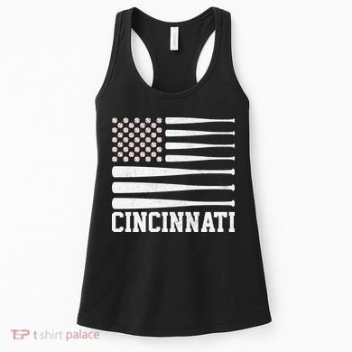 Cincinnati Baseball Bat American Flag Women's Tank Top