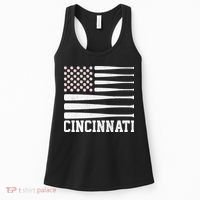 Cincinnati Baseball Bat American Flag Women's Tank Top thumb 0