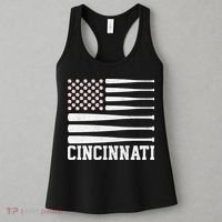 Cincinnati Baseball Bat American Flag Women's Tank Top thumb 3