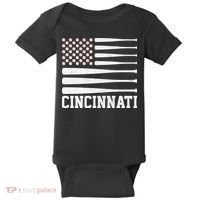 Cincinnati Baseball Bat American Flag Baby Bodysuit thumb 0