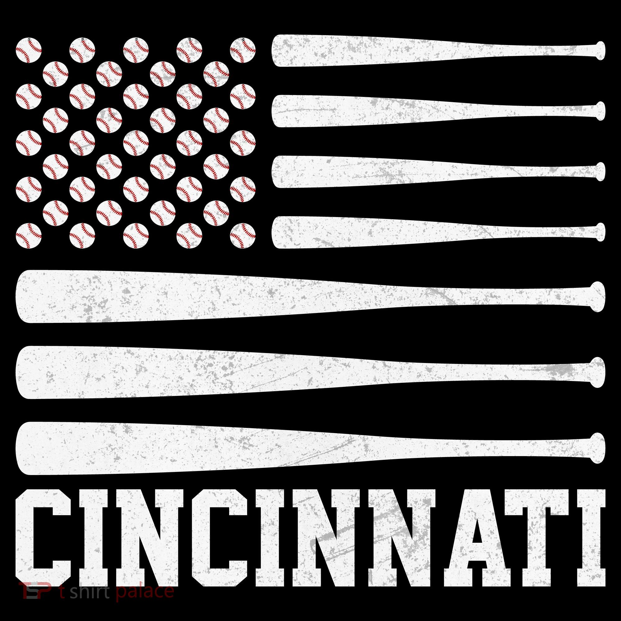 Cincinnati Baseball Bat American Flag Baby Bodysuit