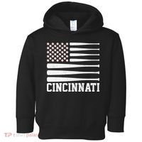Cincinnati Baseball Bat American Flag Toddler Hoodie thumb 0