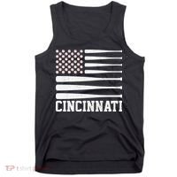 Cincinnati Baseball Bat American Flag Tank Top thumb 0