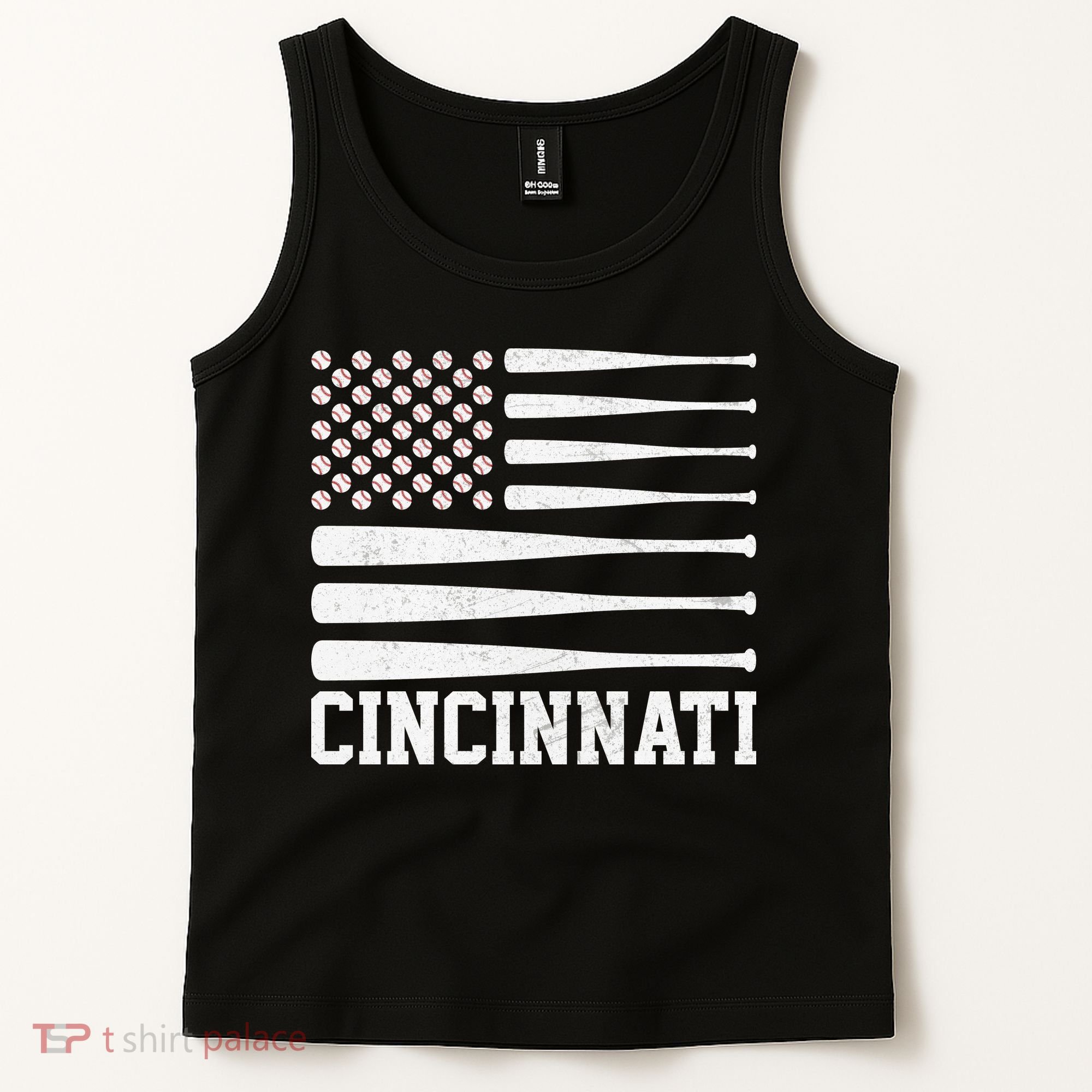 Cincinnati Baseball Bat American Flag Tank Top