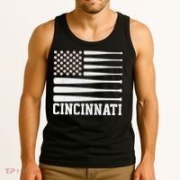 Cincinnati Baseball Bat American Flag Tank Top thumb 3