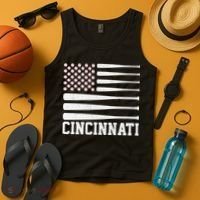 Cincinnati Baseball Bat American Flag Tank Top thumb 4