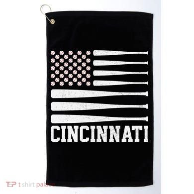 Cincinnati Baseball Bat American Flag Golf Towel
