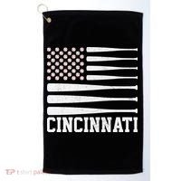 Cincinnati Baseball Bat American Flag Golf Towel thumb 0