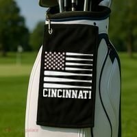 Cincinnati Baseball Bat American Flag Golf Towel thumb 2