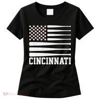 Cincinnati Baseball Bat American Flag Women's T-Shirt thumb 0