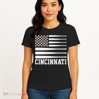 Cincinnati Baseball Bat American Flag Women's T-Shirt thumb 4