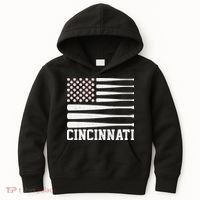 Cincinnati Baseball Bat American Flag Kids Hoodie thumb 0
