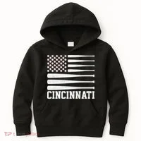 Cincinnati Baseball Bat American Flag Kids Hoodie thumb 0