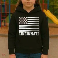 Cincinnati Baseball Bat American Flag Kids Hoodie thumb 3