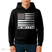 Cincinnati Baseball Bat American Flag Kids Hoodie thumb 4