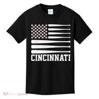 Cincinnati Baseball Bat American Flag Kids T-Shirt thumb 0