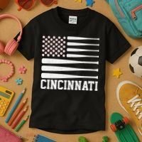Cincinnati Baseball Bat American Flag Kids T-Shirt thumb 3
