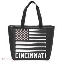 Cincinnati Baseball Bat American Flag Tote Bag thumb 0