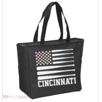 Cincinnati Baseball Bat American Flag Tote Bag thumb 2