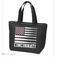 Cincinnati Baseball Bat American Flag Tote Bag thumb 3