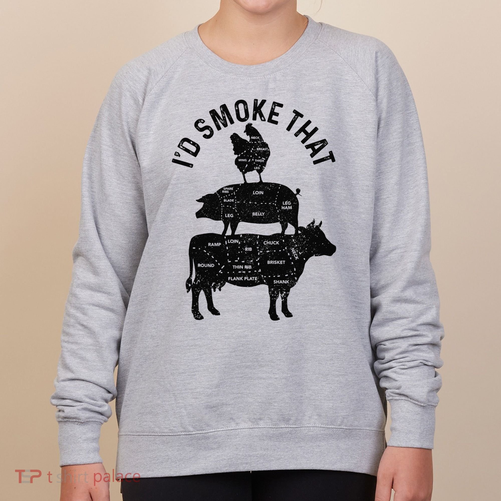 Chef Butcher BBQ I'd Smoke That Pork Beef Funny Father's Day Women's Sweatshirt