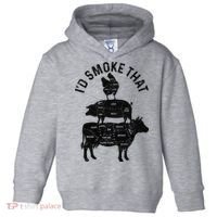 Chef Butcher BBQ I'd Smoke That Pork Beef Funny Father's Day Toddler Hoodie thumb 0