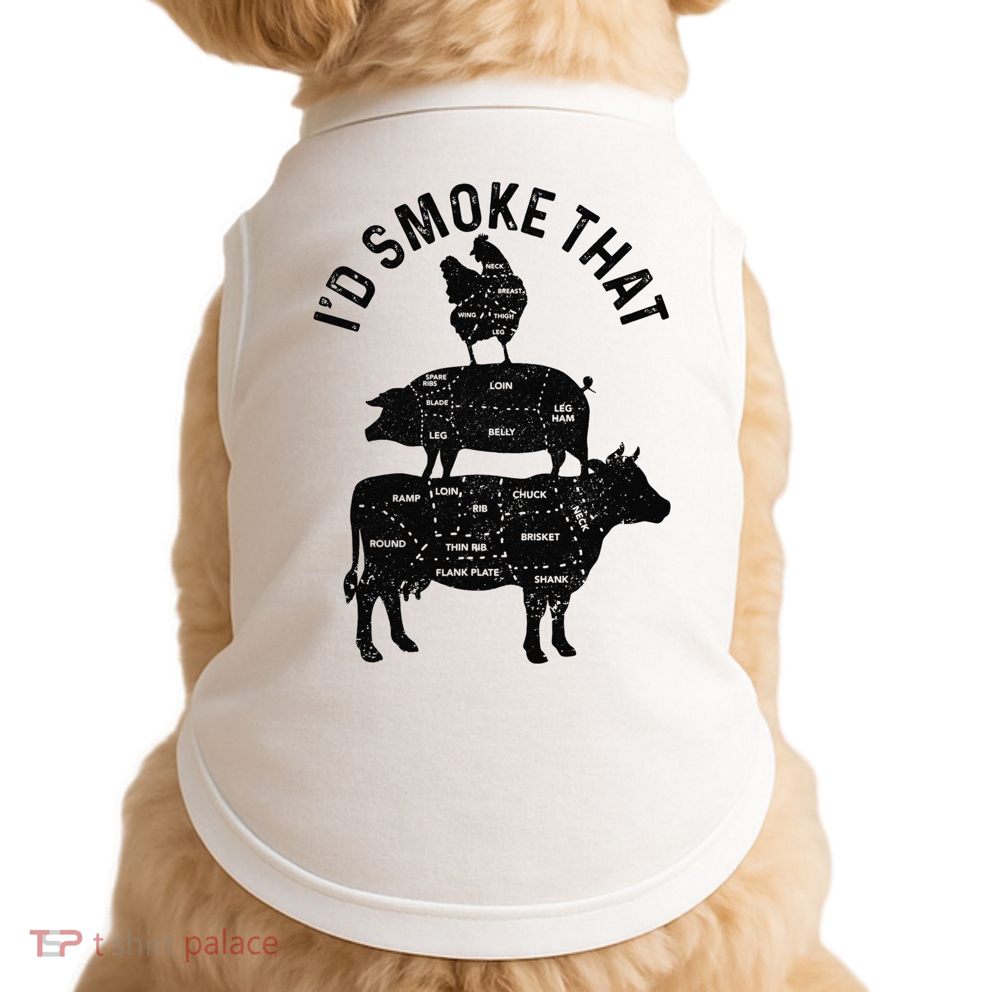 Chef Butcher BBQ I'd Smoke That Pork Beef Funny Father's Day Doggie Tank