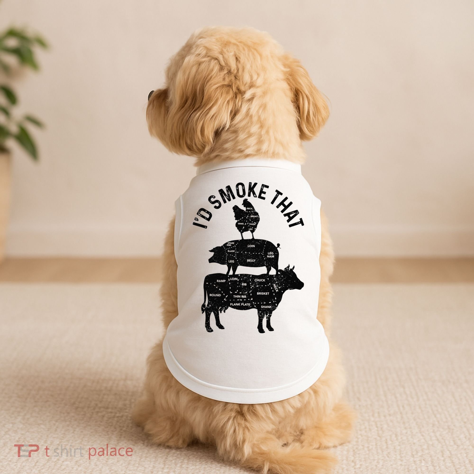 Chef Butcher BBQ I'd Smoke That Pork Beef Funny Father's Day Doggie Tank