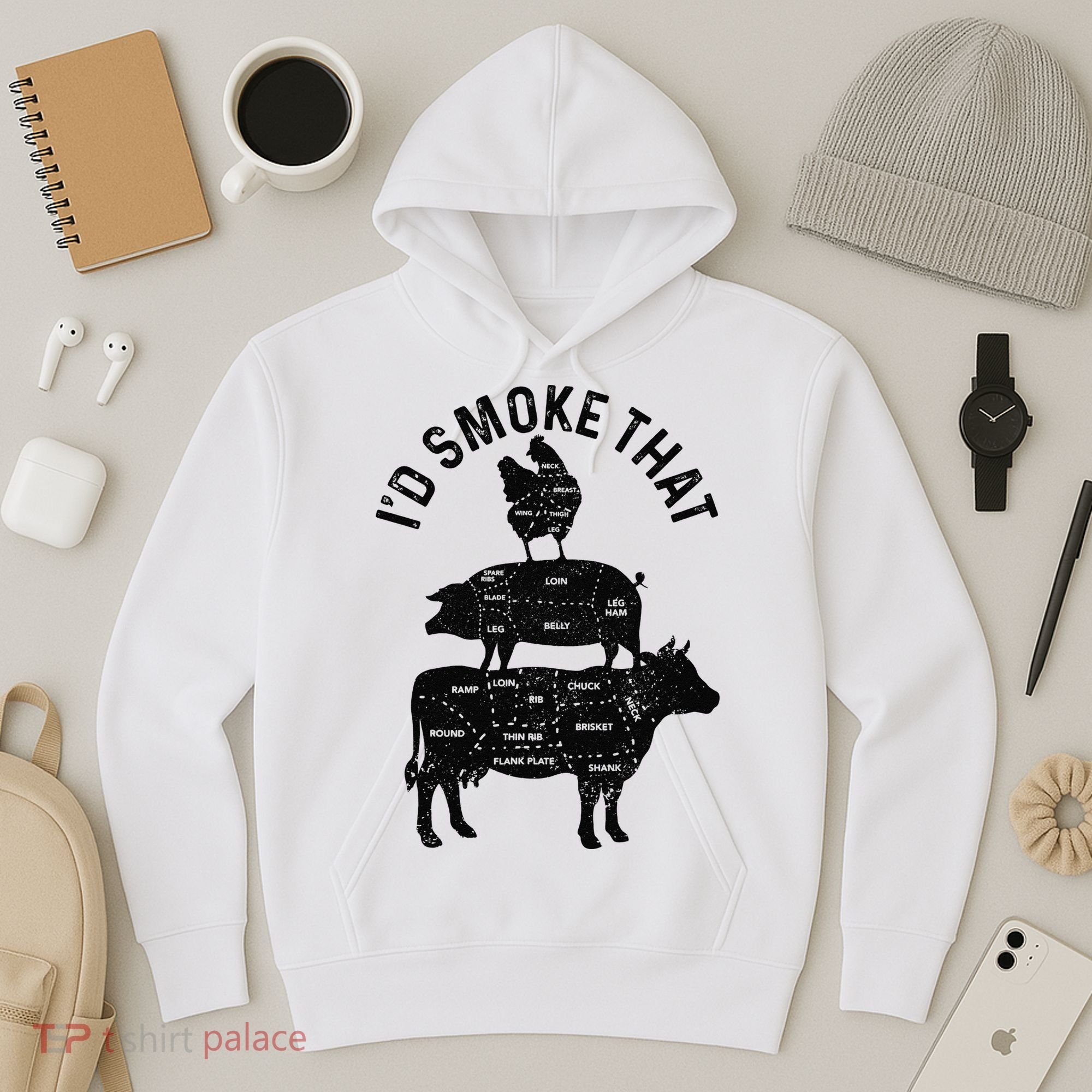 Chef Butcher BBQ I'd Smoke That Pork Beef Funny Father's Day Hoodie