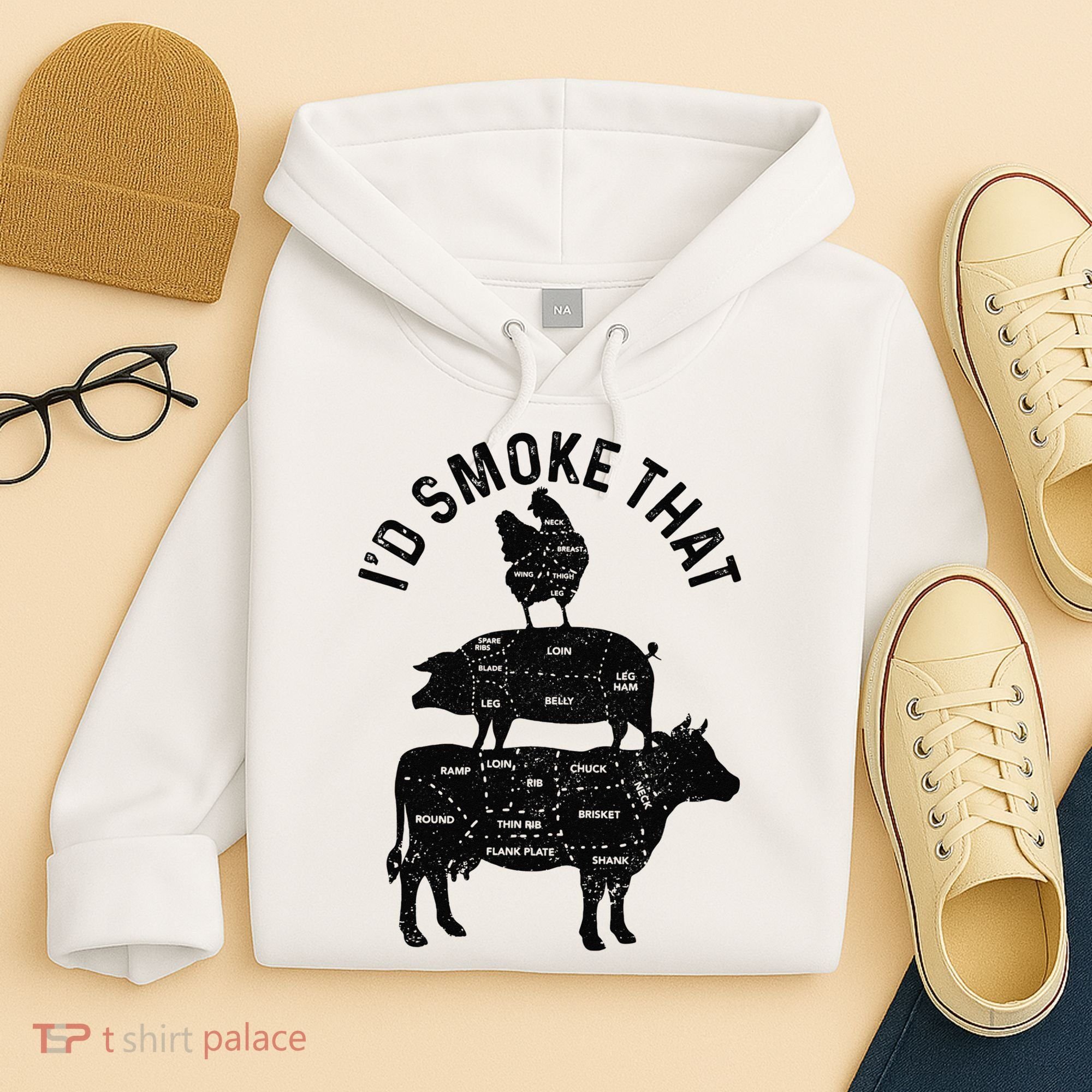 Chef Butcher BBQ I'd Smoke That Pork Beef Funny Father's Day Hoodie