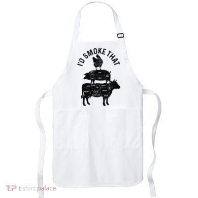 Chef Butcher BBQ I'd Smoke That Pork Beef Funny Father's Day Apron