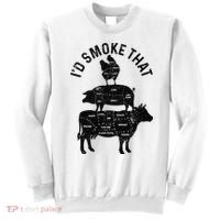 Chef Butcher BBQ I'd Smoke That Pork Beef Funny Father's Day Sweatshirt thumb 0