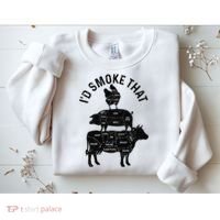 Chef Butcher BBQ I'd Smoke That Pork Beef Funny Father's Day Sweatshirt thumb 2