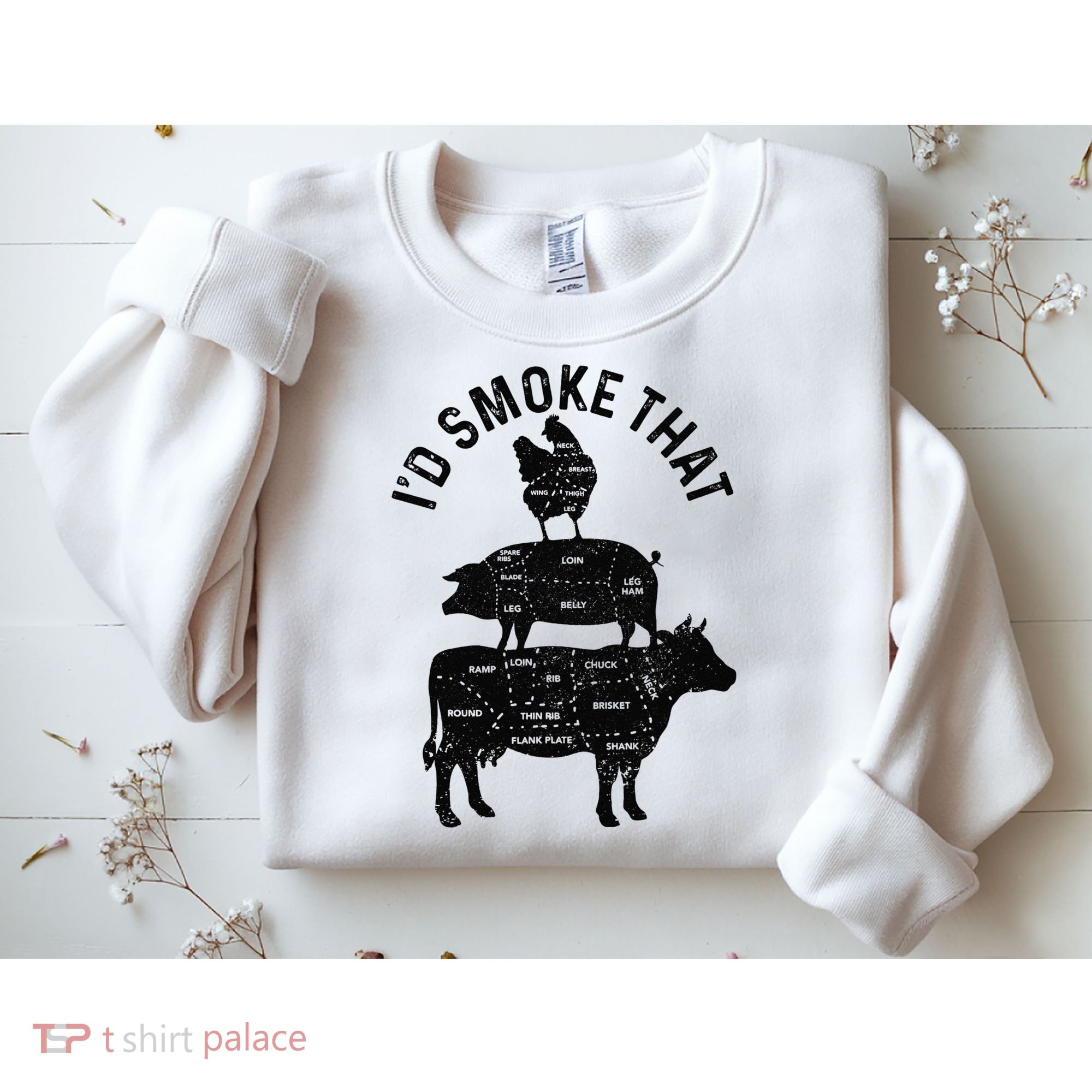 Chef Butcher BBQ I'd Smoke That Pork Beef Funny Father's Day Sweatshirt