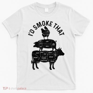 Chef Butcher BBQ I'd Smoke That Pork Beef Funny Father's Day T-Shirt