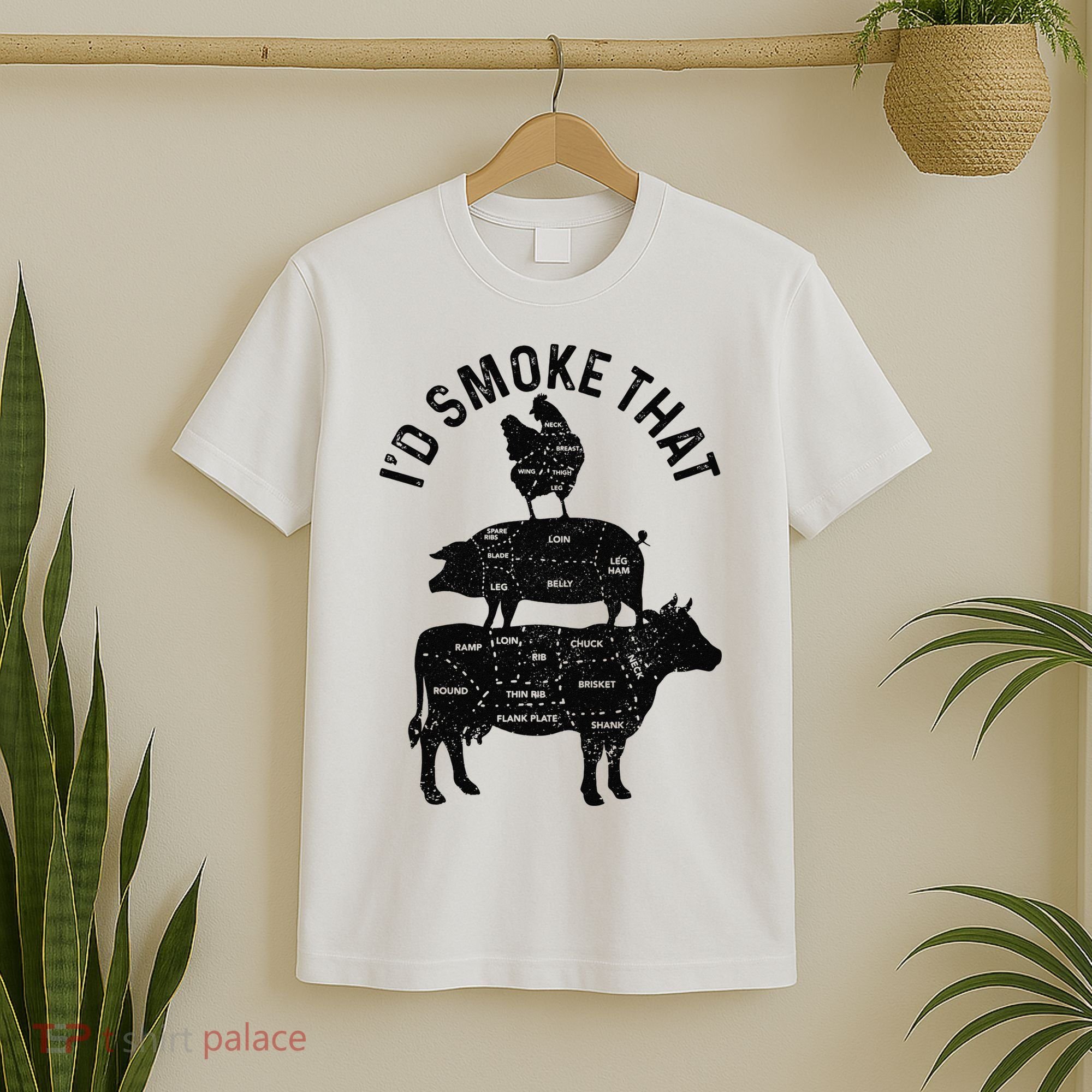Chef Butcher BBQ I'd Smoke That Pork Beef Funny Father's Day T-Shirt