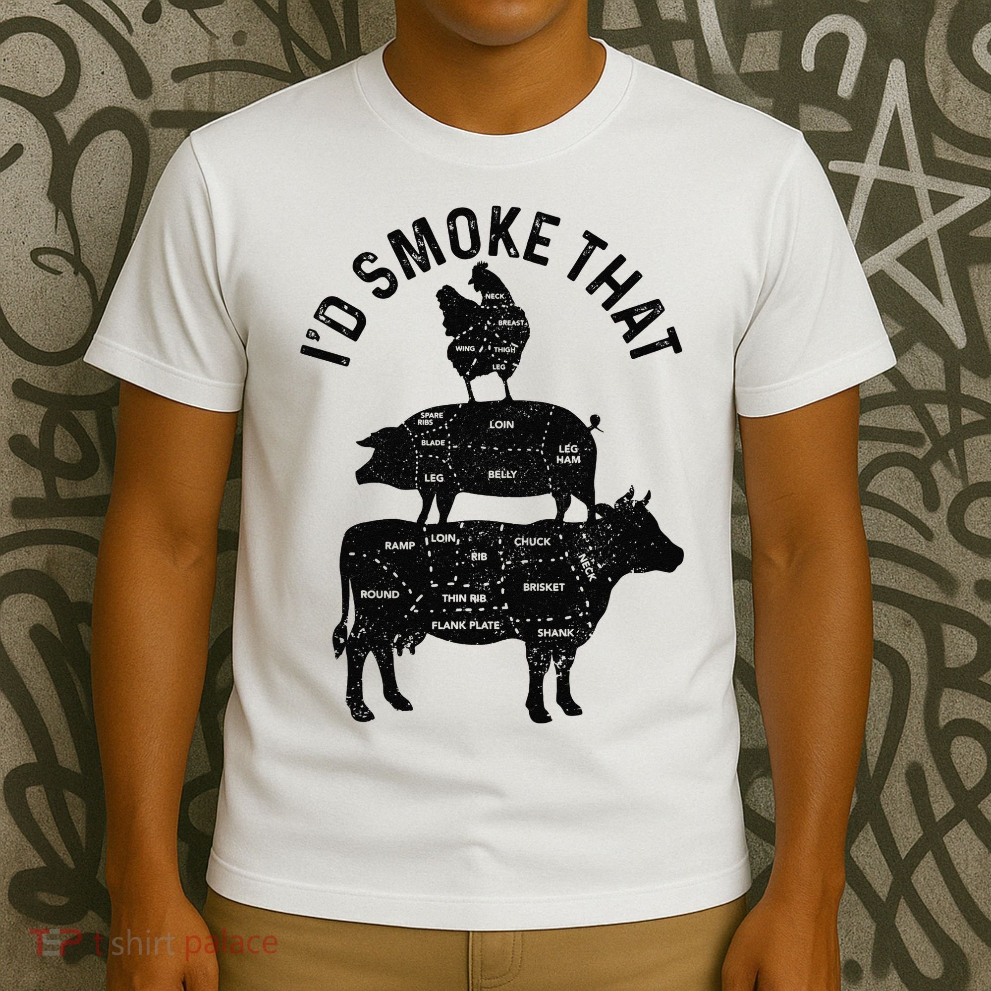 Chef Butcher BBQ I'd Smoke That Pork Beef Funny Father's Day T-Shirt
