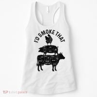 Chef Butcher BBQ I'd Smoke That Pork Beef Funny Father's Day Women's Tank Top thumb 0