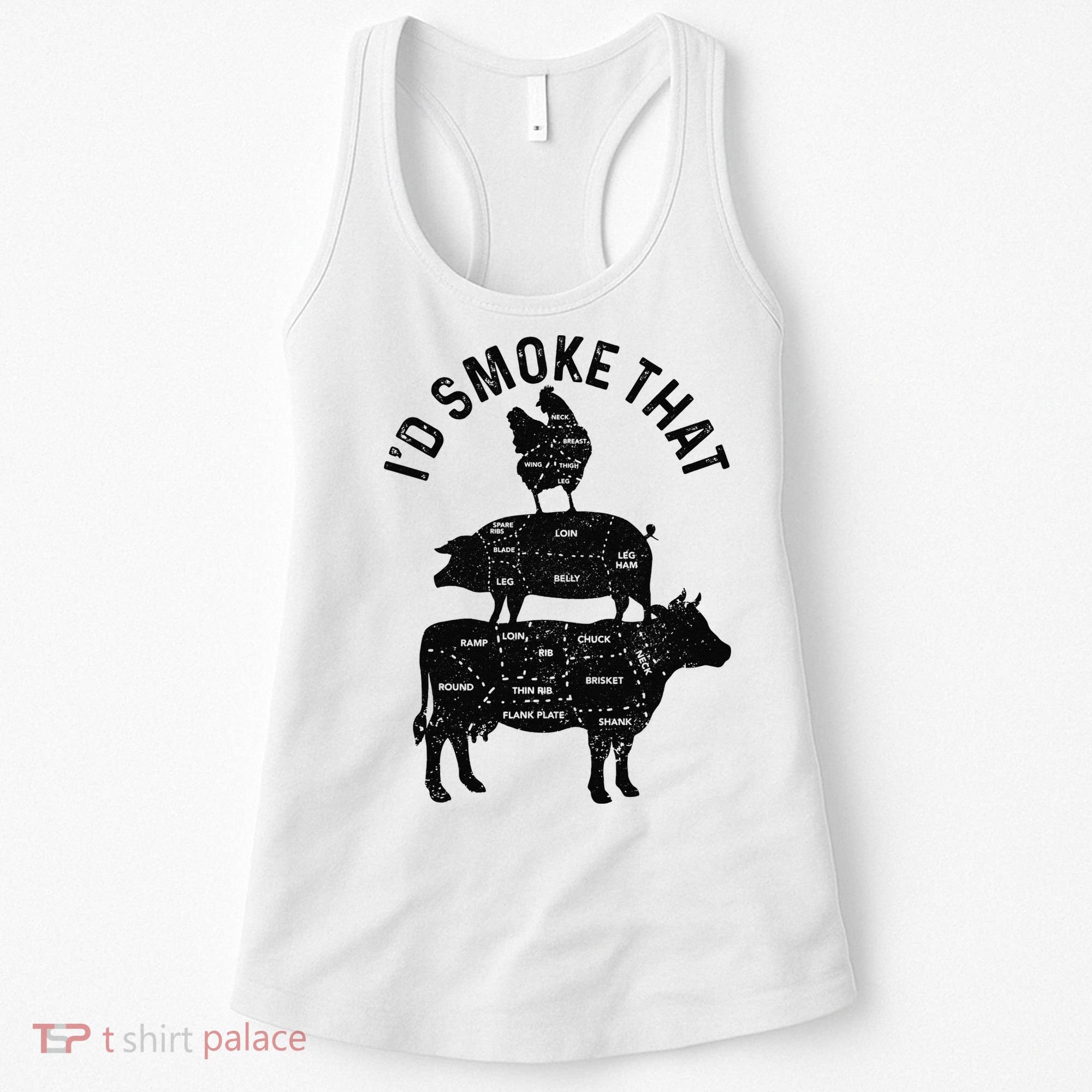 Chef Butcher BBQ I'd Smoke That Pork Beef Funny Father's Day Women's Tank Top