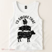 Chef Butcher BBQ I'd Smoke That Pork Beef Funny Father's Day Tank Top thumb 2