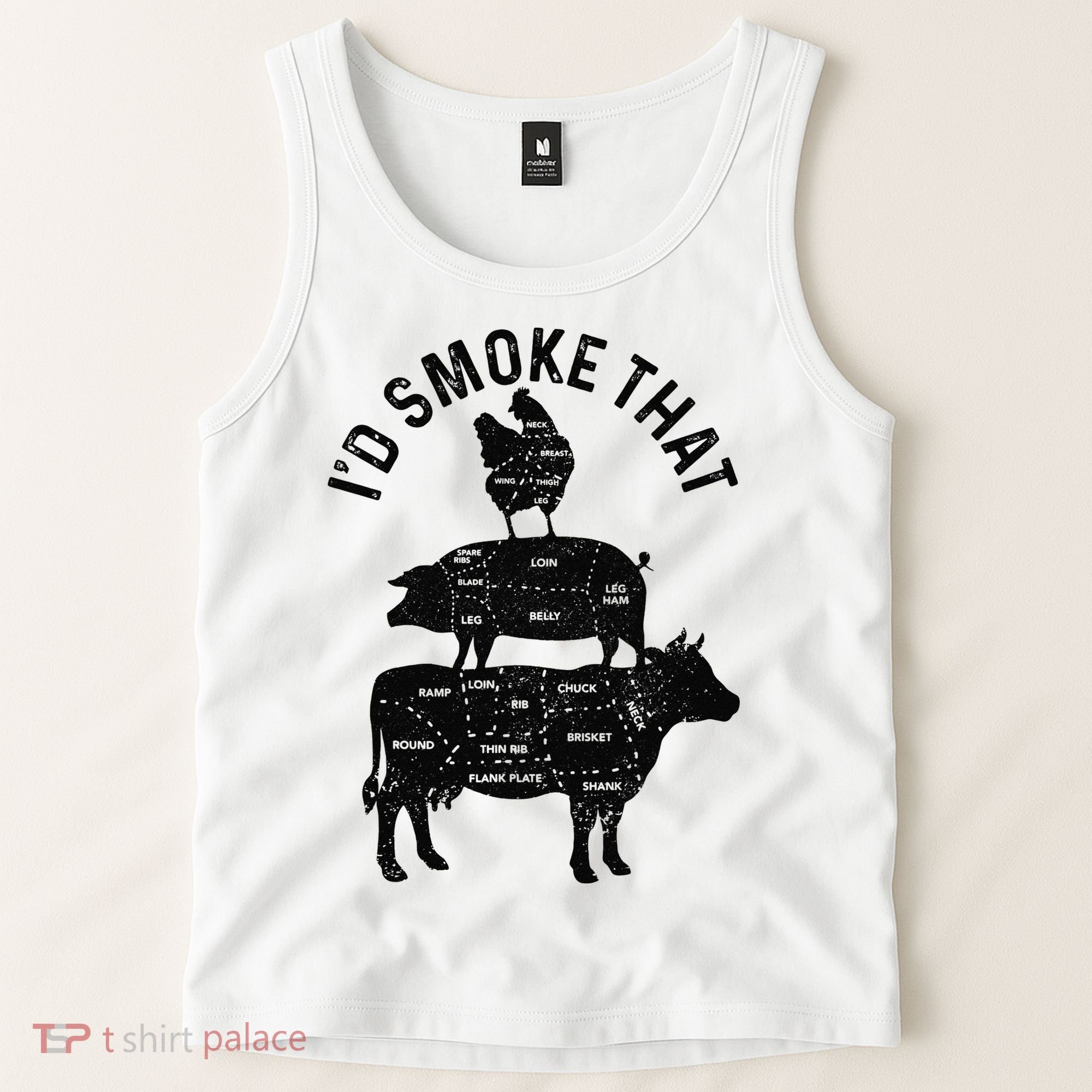 Chef Butcher BBQ I'd Smoke That Pork Beef Funny Father's Day Tank Top