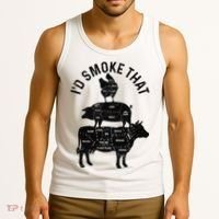Chef Butcher BBQ I'd Smoke That Pork Beef Funny Father's Day Tank Top thumb 3