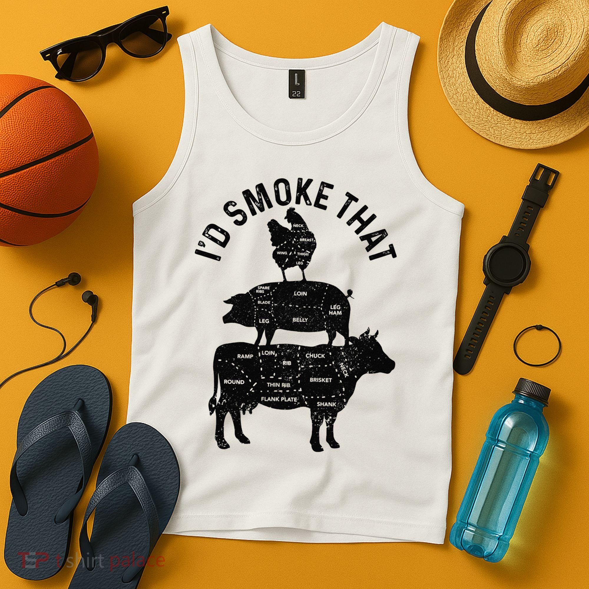 Chef Butcher BBQ I'd Smoke That Pork Beef Funny Father's Day Tank Top