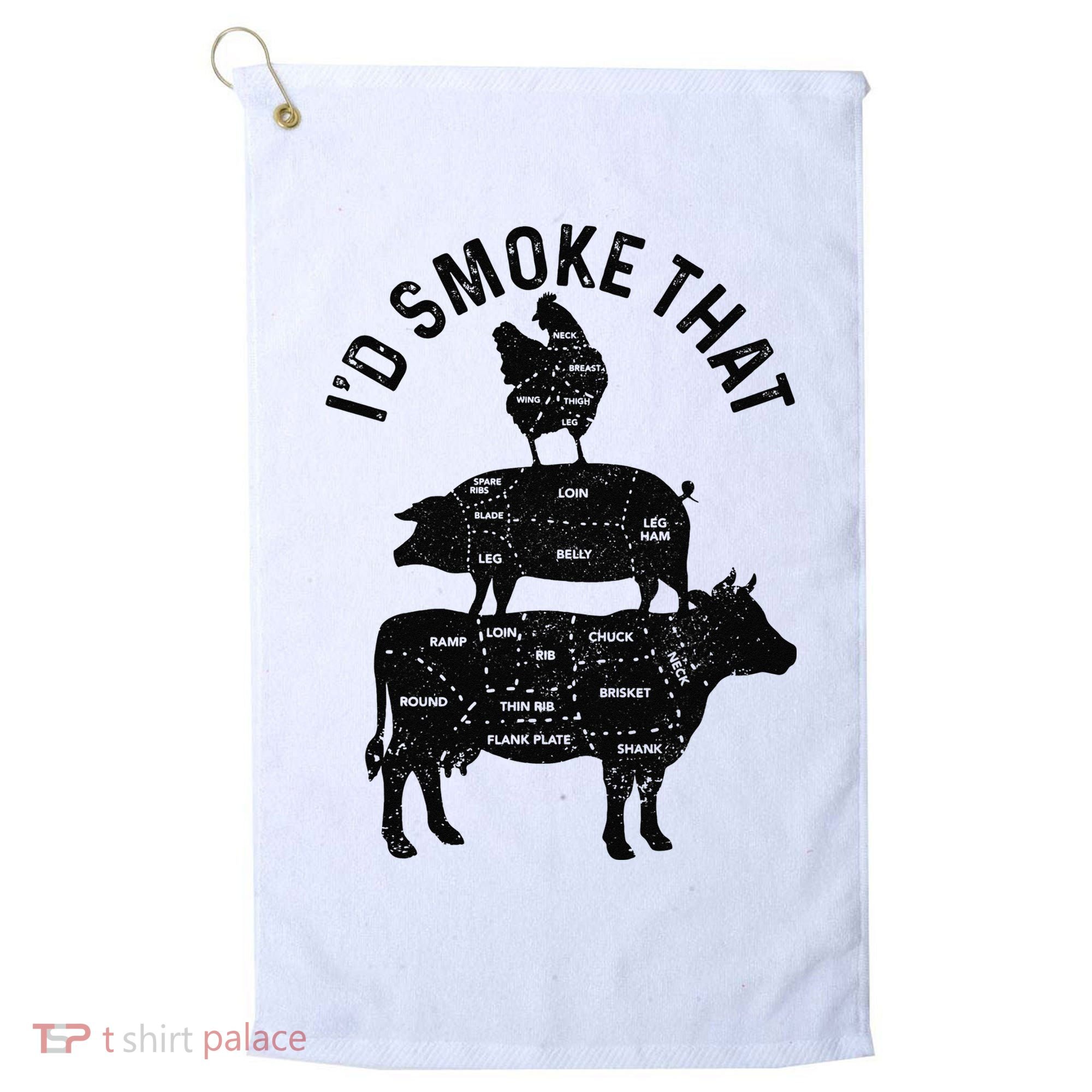 Chef Butcher BBQ I'd Smoke That Pork Beef Funny Father's Day Golf Towel