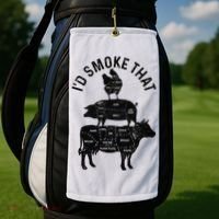 Chef Butcher BBQ I'd Smoke That Pork Beef Funny Father's Day Golf Towel thumb 2