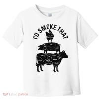 Chef Butcher BBQ I'd Smoke That Pork Beef Funny Father's Day Toddler T-Shirt thumb 0